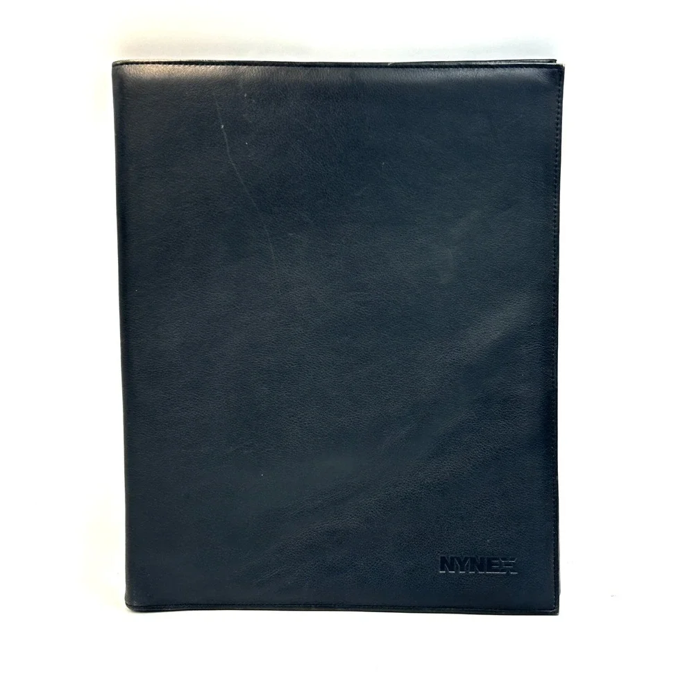 Vintage NYNEX‎ Black Faux Leather Portfolio Padfolio 90s Office Business Meeting